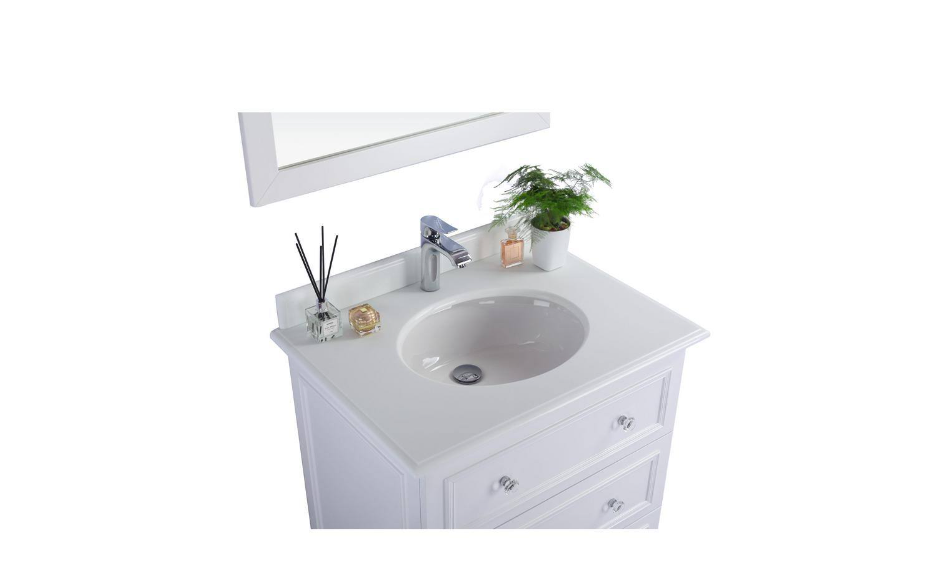 Laviva Luna 30 in. W x 22 in. D x 35 in. H Bathroom Vanity in White with Pure White Phoenix Stone Top