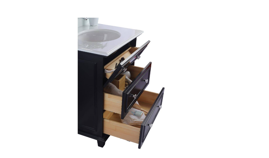 Laviva Luna 30 in. W x 22 in. D x 35 in. H Bathroom Vanity in Espresso with White Quartz Top