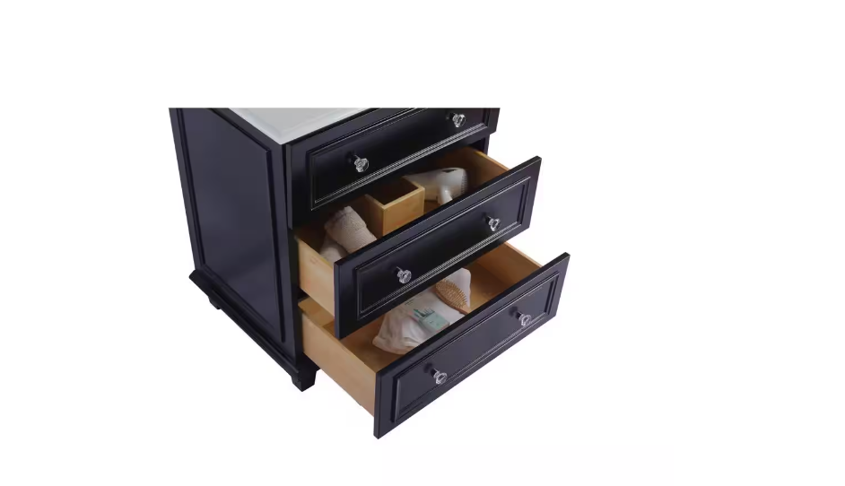 Laviva Luna 30 in. W x 22 in. D x 35 in. H Bathroom Vanity in Espresso with White Quartz Top