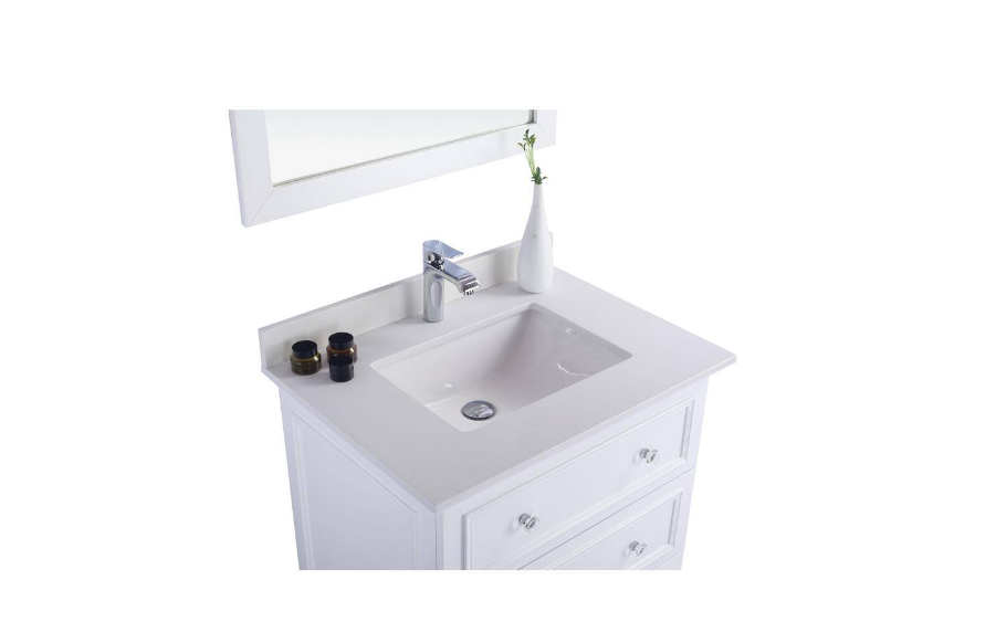 Laviva Luna 30 in. W x 22 in. D x 35 in. H Bathroom Vanity in White with White Quartz Top