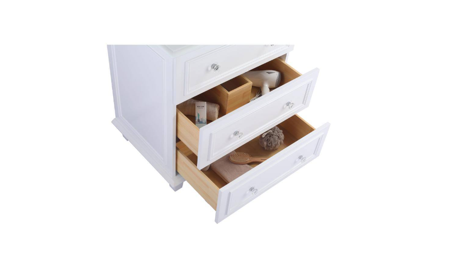 Laviva Luna 30 in. W x 22 in. D x 35 in. H Bathroom Vanity in White with White Quartz Top