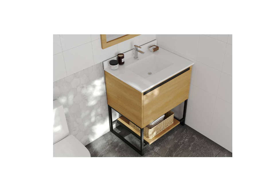 Laviva Alto 30 in. W x 22 in. D x 35 in. H Bathroom Vanity in California White Oak with White Quartz Top