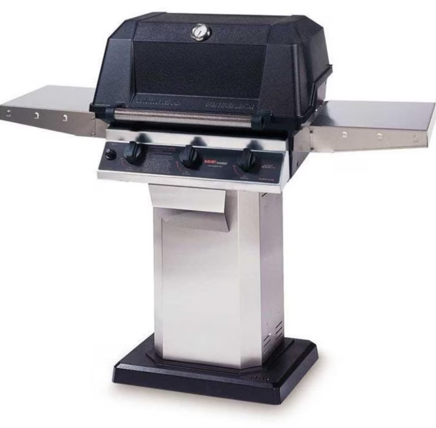 MHP Tri-Burn W3G4DD Natural Gas Grill With SearMagic Grids On In-Ground Post