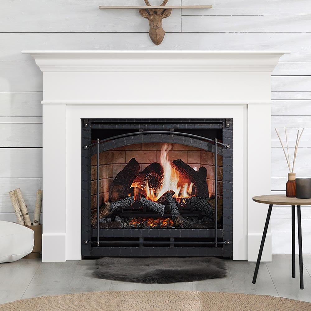 SimpliFire 36 inch Inception Firebox with Wescott Mantel & Chateau Forge Decorative Front SF-INC36-CFWMK