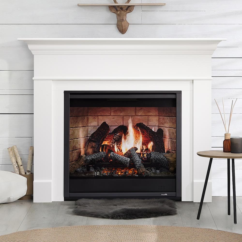 SimpliFire 36 inch Inception Firebox with Wescott Mantel & Chateau Forge Decorative Front SF-INC36-CFWMK