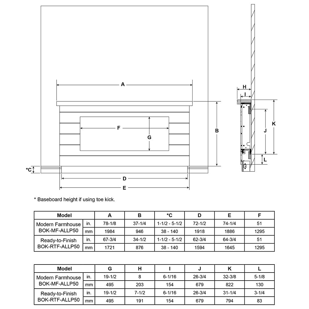 SimpliFire Boyd Modern Farmhouse Electric Fireplace Mantel Package SF-ALLP50-BOKMF