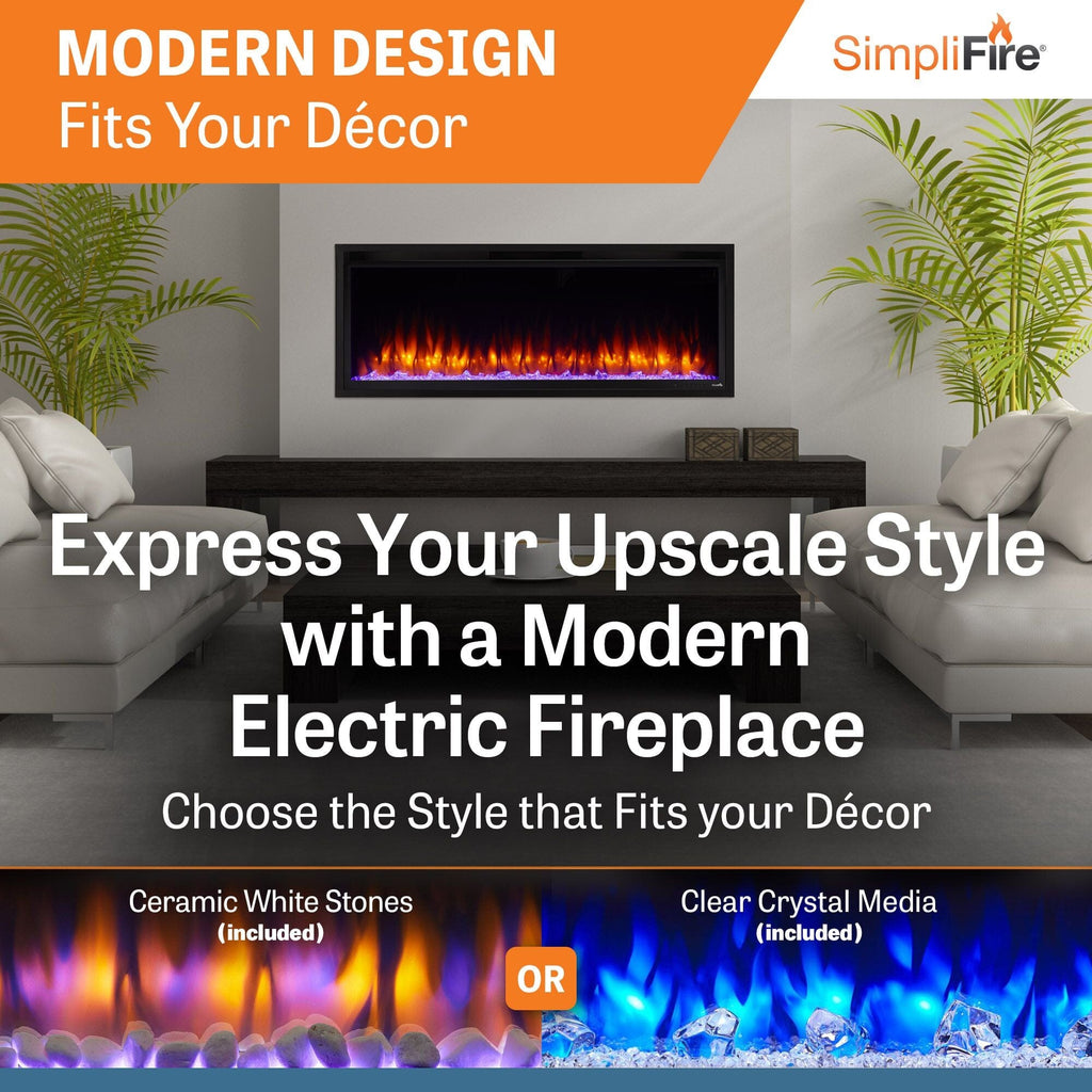 SimpliFire Allusion Platinum Wall Mount Electric Fireplace SF-ALLP72-BK