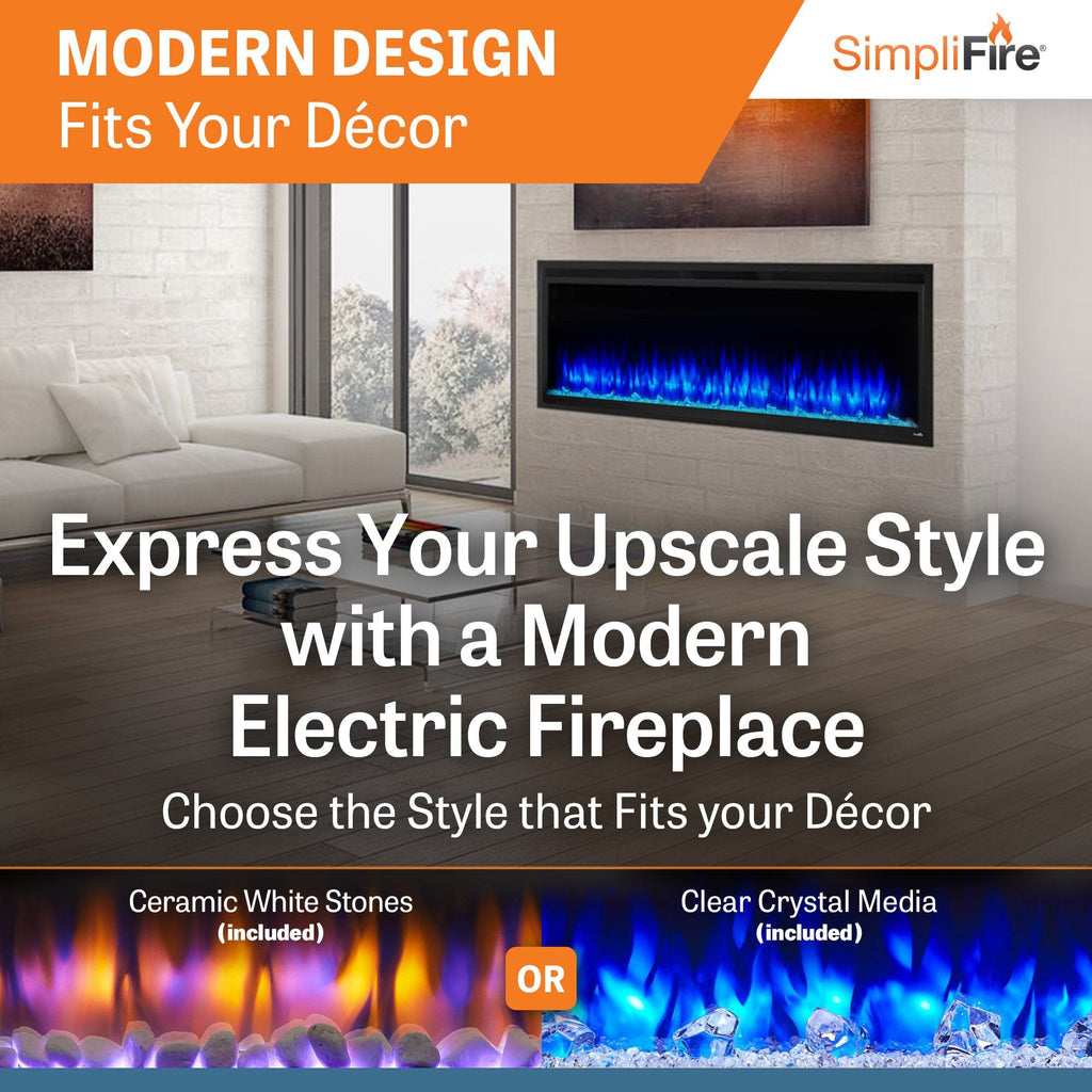 SimpliFire Allusion Platinum Wall Mount Electric Fireplace SF-ALLP60-BK