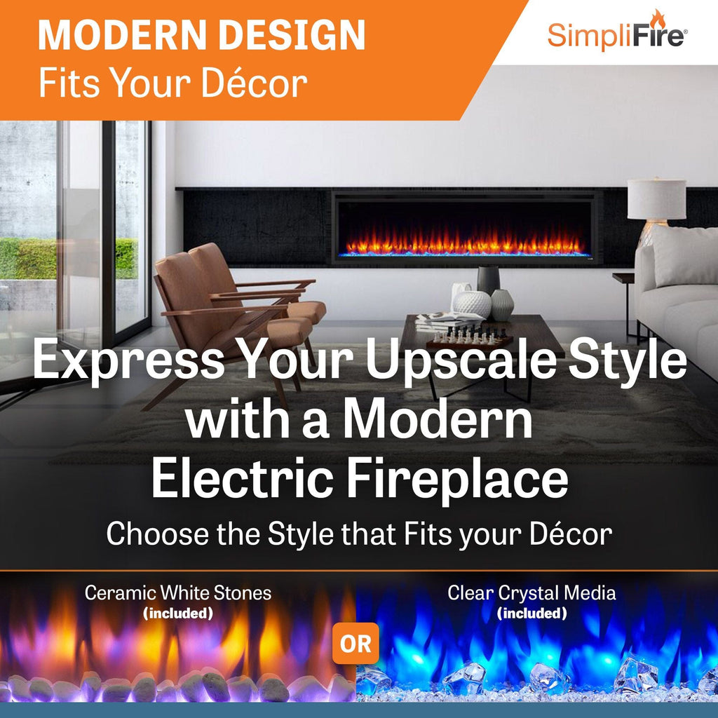 SimpliFire Allusion Platinum Wall Mount Electric Fireplace SF-ALLP72-BK