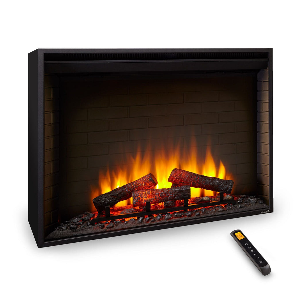 SimpliFire Built-In Electric Fireplace w/ Trim Kit SF-BI36-EB & SF-EF36-BK