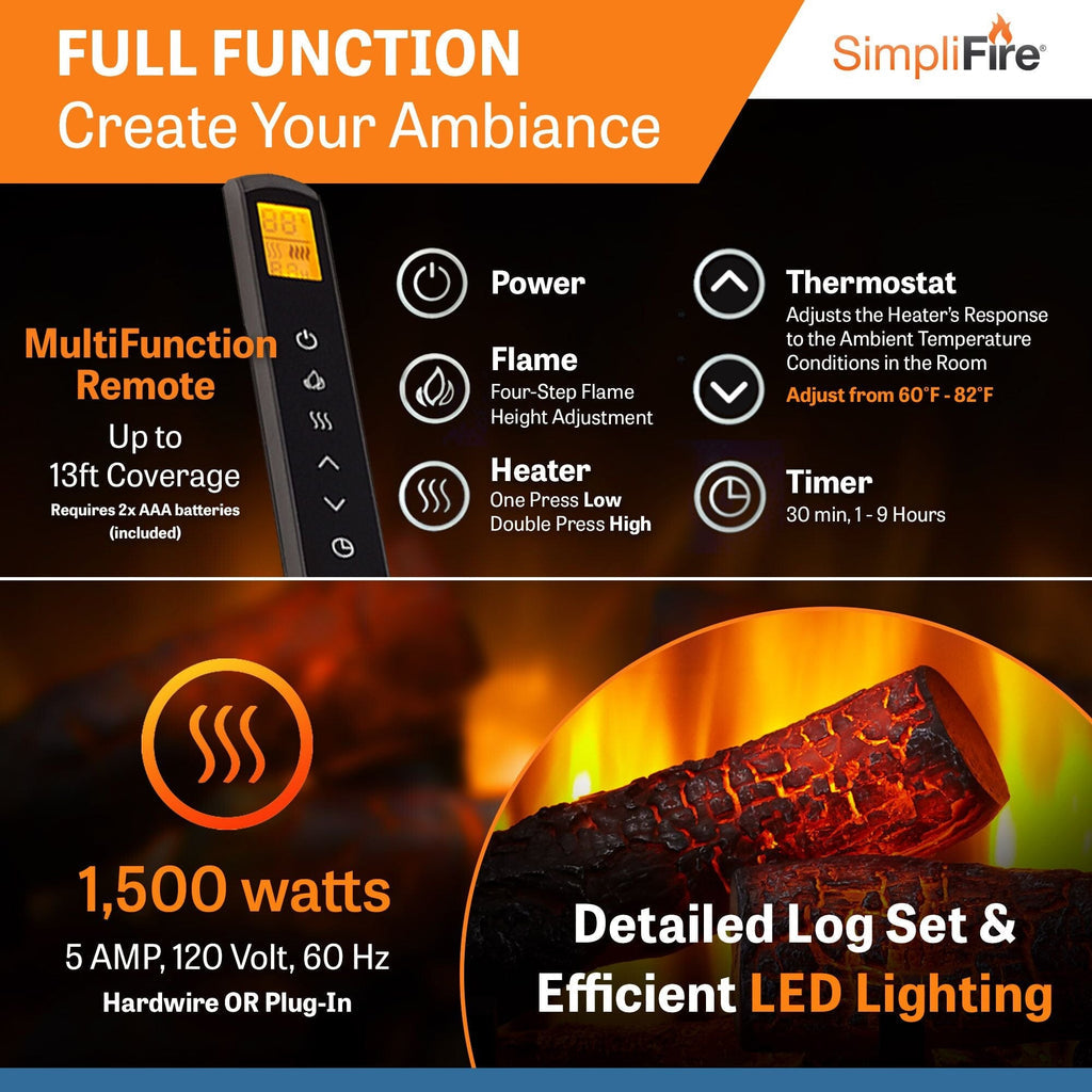 SimpliFire 25-In Electric Fireplace Insert SF-INS25