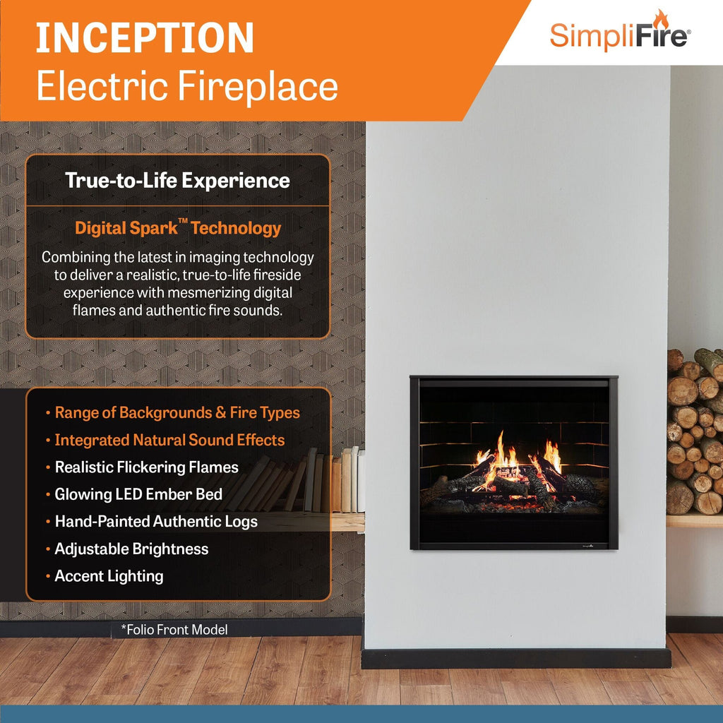 SimpliFire Inception 36-in Electric Fireplace with Chateau Forge Decorative Front  SF-INC36-CF