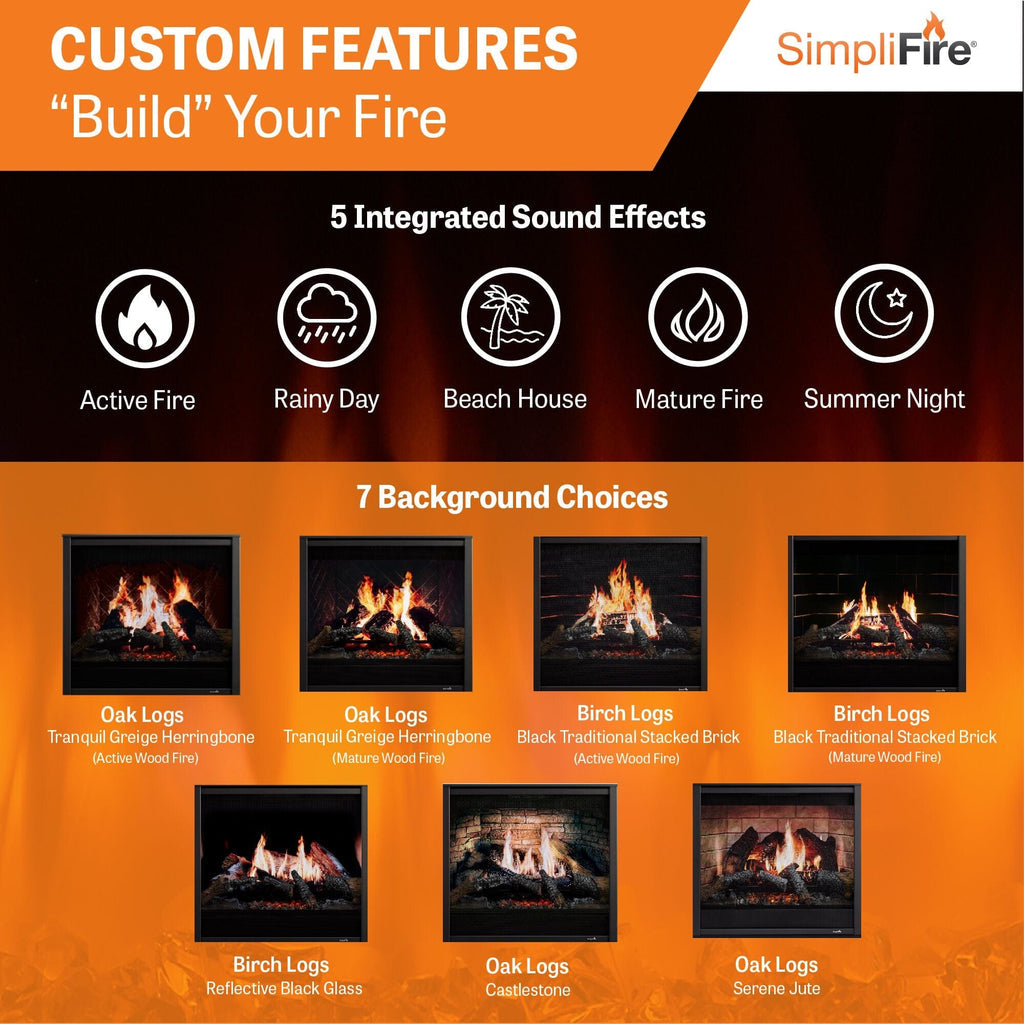 SimpliFire Inception 36-in Electric Fireplace with Chateau Forge Decorative Front  SF-INC36-CF