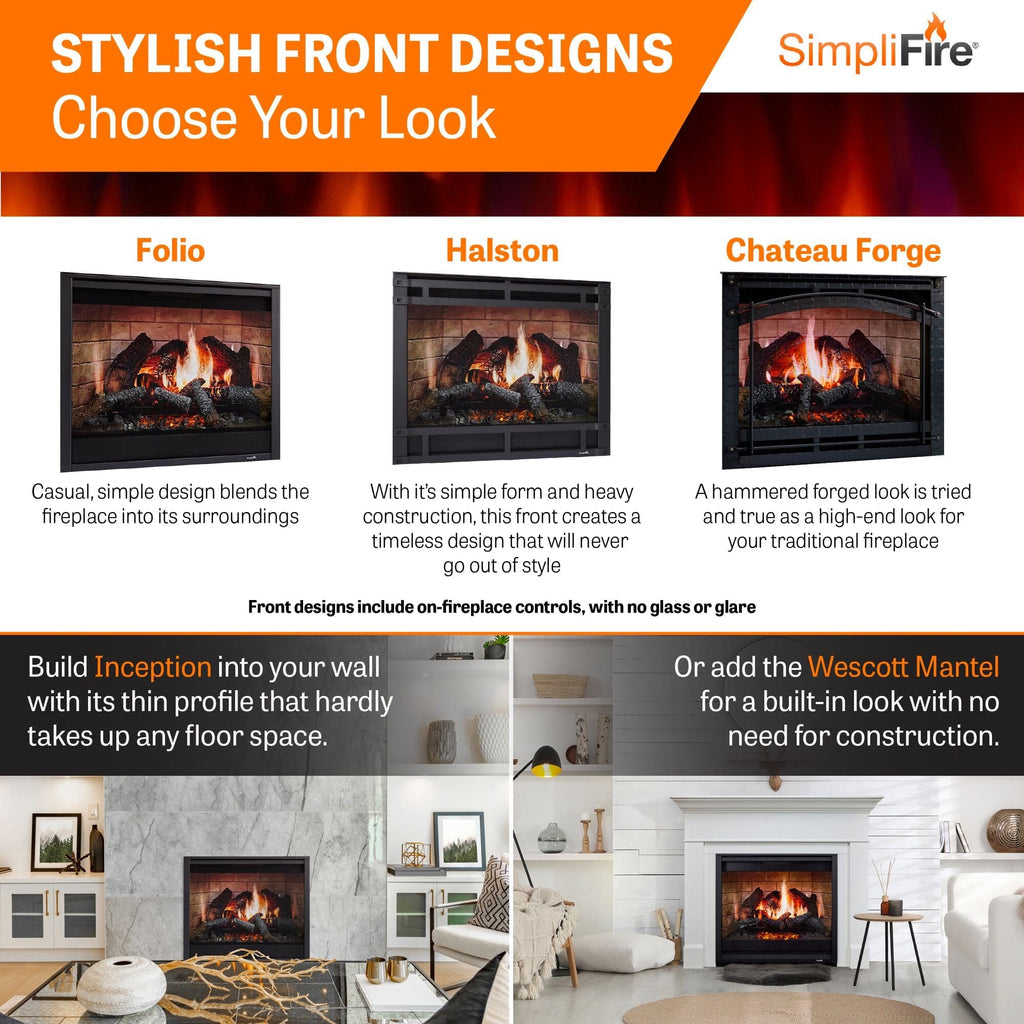 SimpliFire Inception 36-in Electric Fireplace with Chateau Forge Decorative Front  SF-INC36-CF
