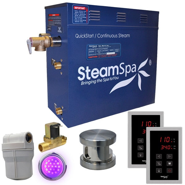 SteamSpa Royal 4.5 KW Bath Generator with Auto Drain in Brushed Nickel RYT450BN-A