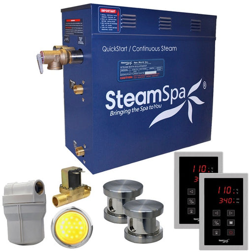 SteamSpa Royal 12 KW Bath Generator with Auto Drain in Brushed Nickel RYT1200BN-A