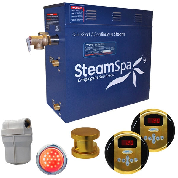 SteamSpa Royal 7.5 KW QuickStart Bath Generator in Polished Gold RY750GD