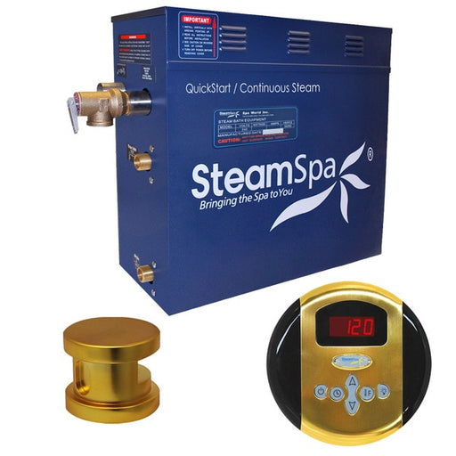 SteamSpa Oasis 6 KW QuickStart Bath Generator Package in Polished Gold OA600GD