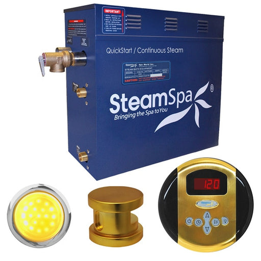 SteamSpa Indulgence 6 KW QuickStart Bath Generator in Polished Gold IN600GD