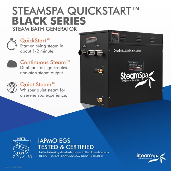 SteamSpa Wifi and Bluetooth 21kW Steam Bath Generator in Gold BKT2100GD-A
