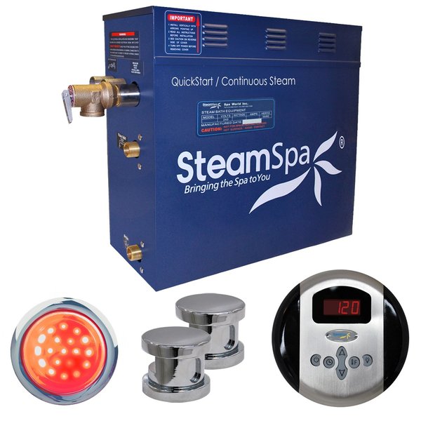 SteamSpa Indulgence 12 KW QuickStart Bath Generator in Polished Chrome IN1200CH