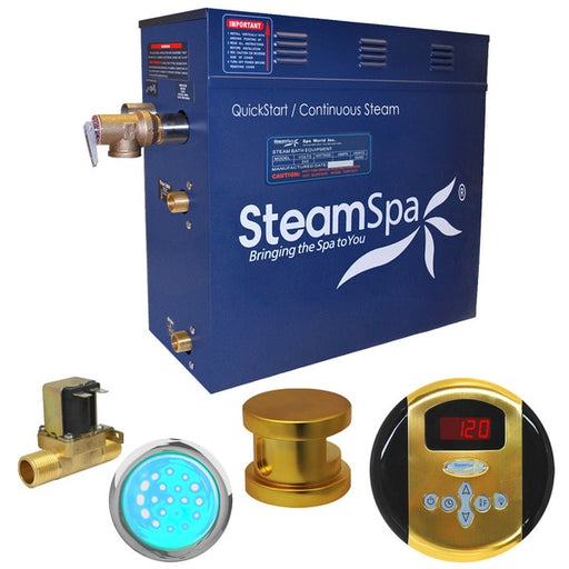 SteamSpa Indulgence 9 KW Bath Generator with Auto Drain-Polished Gold IN900GD-A