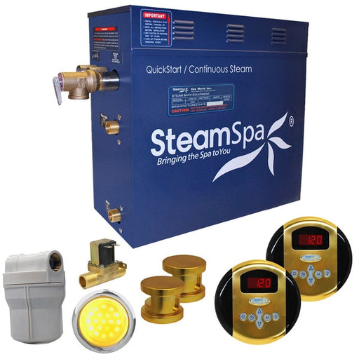 SteamSpa Royal 12 KW Bath Generator with Auto Drain in Polished Gold RY1200GD-A