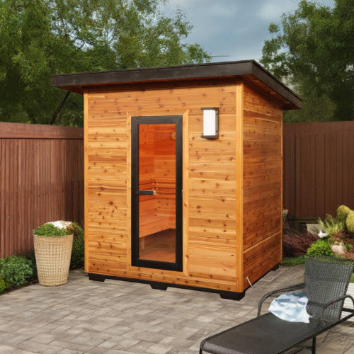 SunRay Denali 4-Person Contemporary Outdoor Sauna with Harvia Heater HL400D5