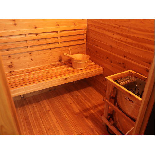 SunRay Denali 4-Person Contemporary Outdoor Sauna with Harvia Heater HL400D5