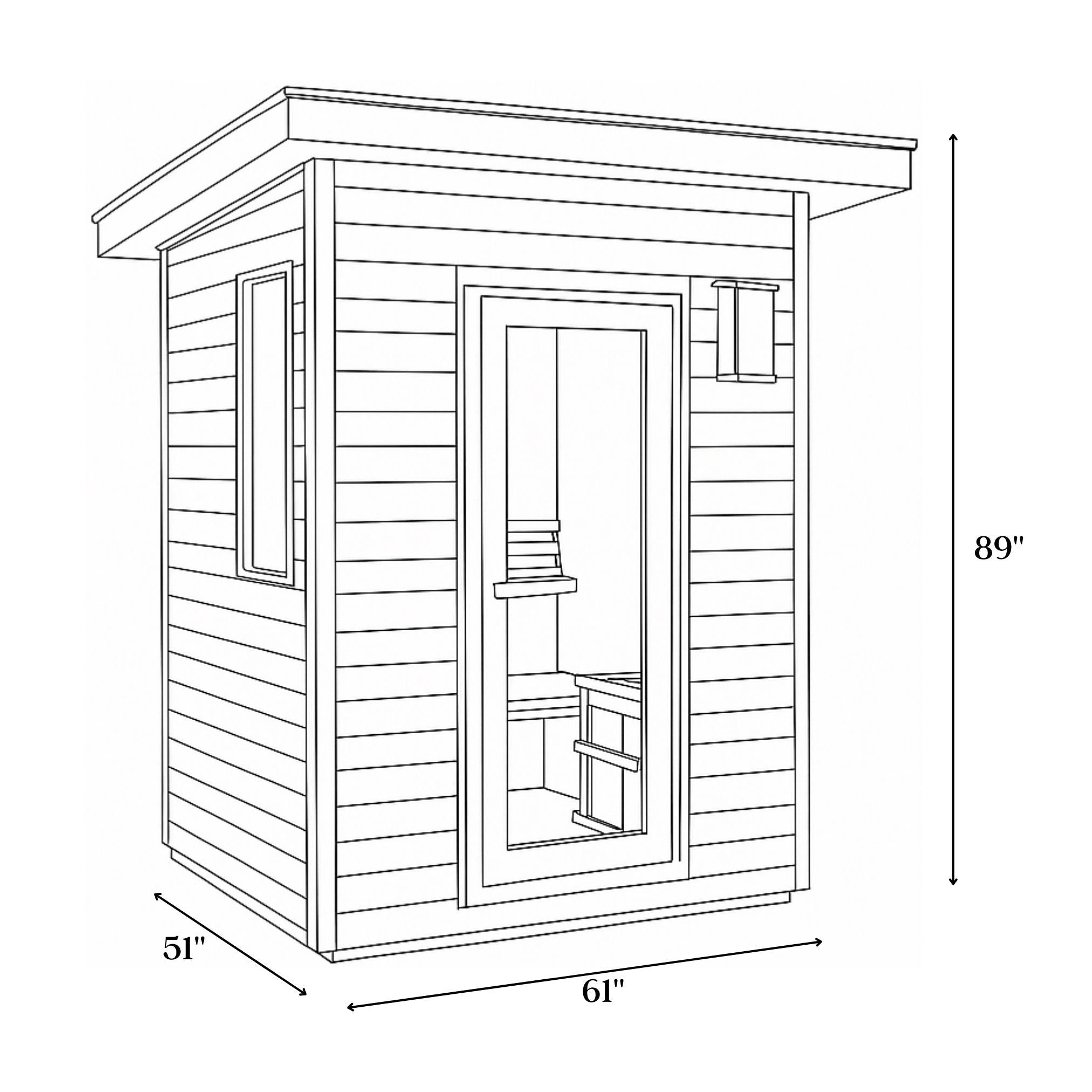 SunRay Seneca 3-Person Contemporary Outdoor Sauna With Harvia Heater HL300D5