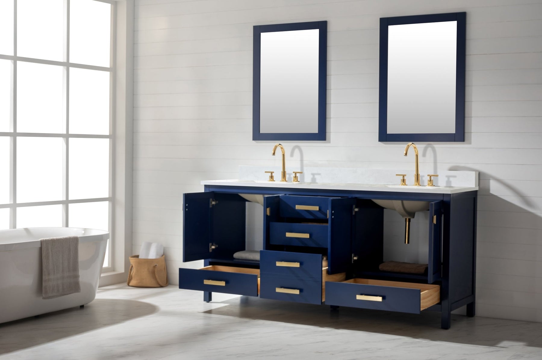 Design Element Valentino 72" Single Sink Vanity with White Quartz Top