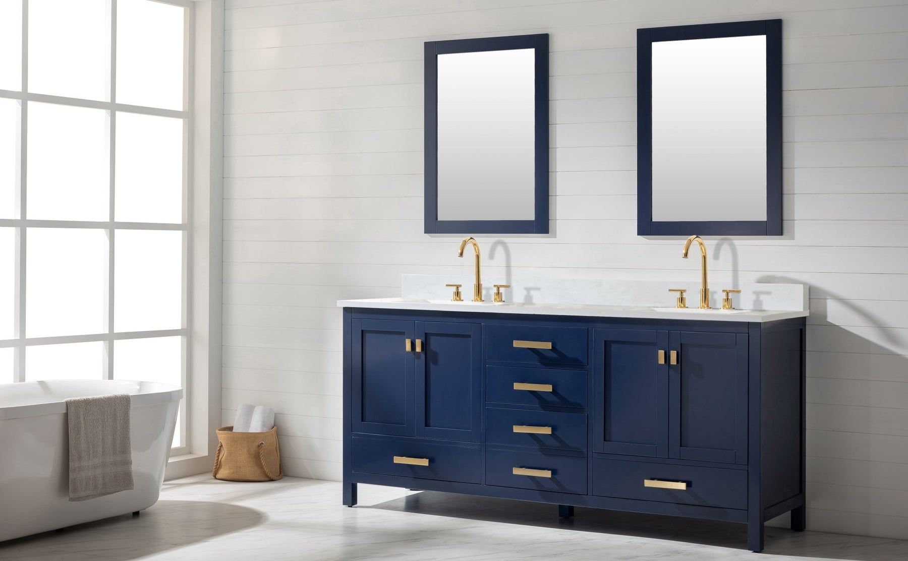 Design Element Valentino 72" Single Sink Vanity with White Quartz Top