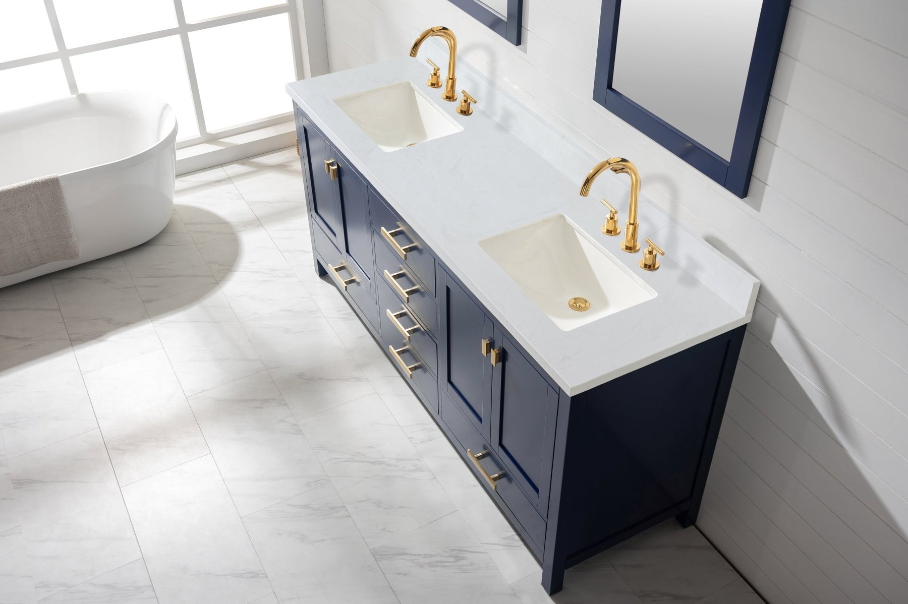 Design Element Valentino 72" Single Sink Vanity with White Quartz Top