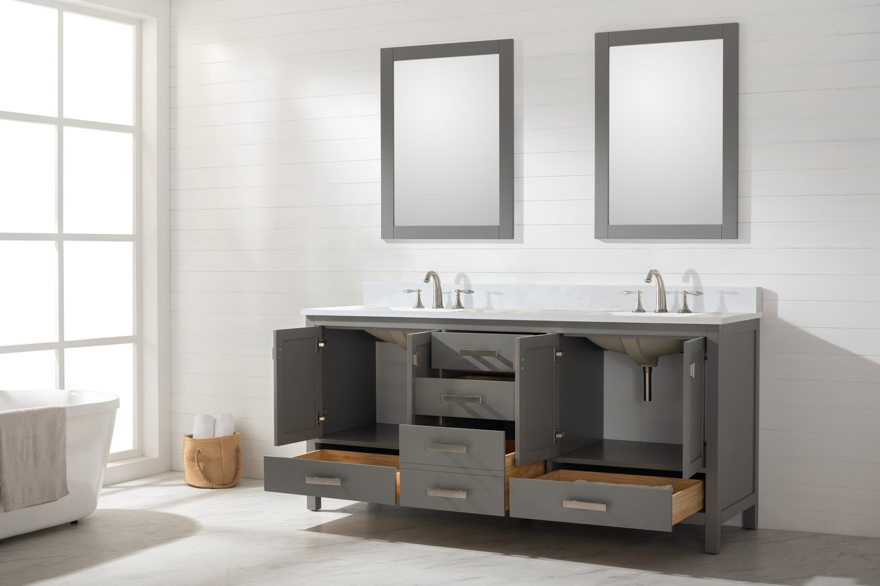 Design Element Valentino 72" Single Sink Vanity with White Quartz Top