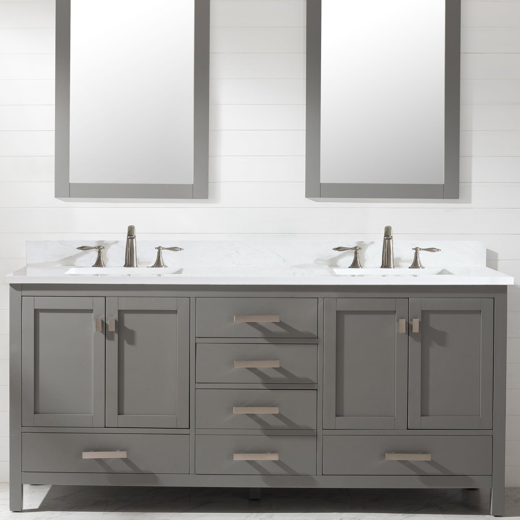 Design Element Valentino 72" Single Sink Vanity with White Quartz Top