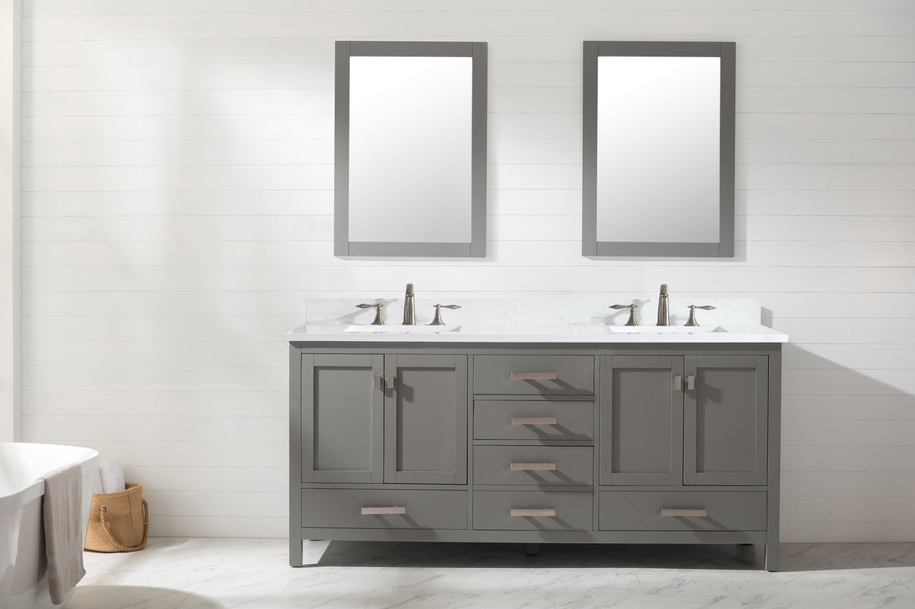 Design Element Valentino 72" Single Sink Vanity with White Quartz Top