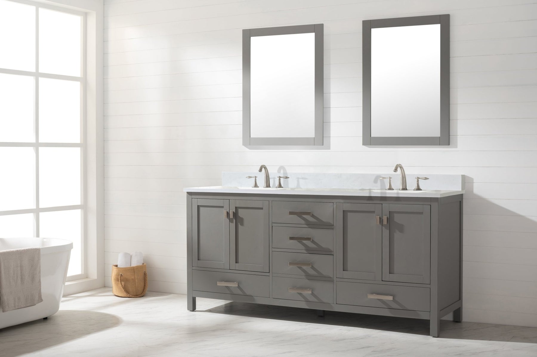 Design Element Valentino 72" Single Sink Vanity with White Quartz Top