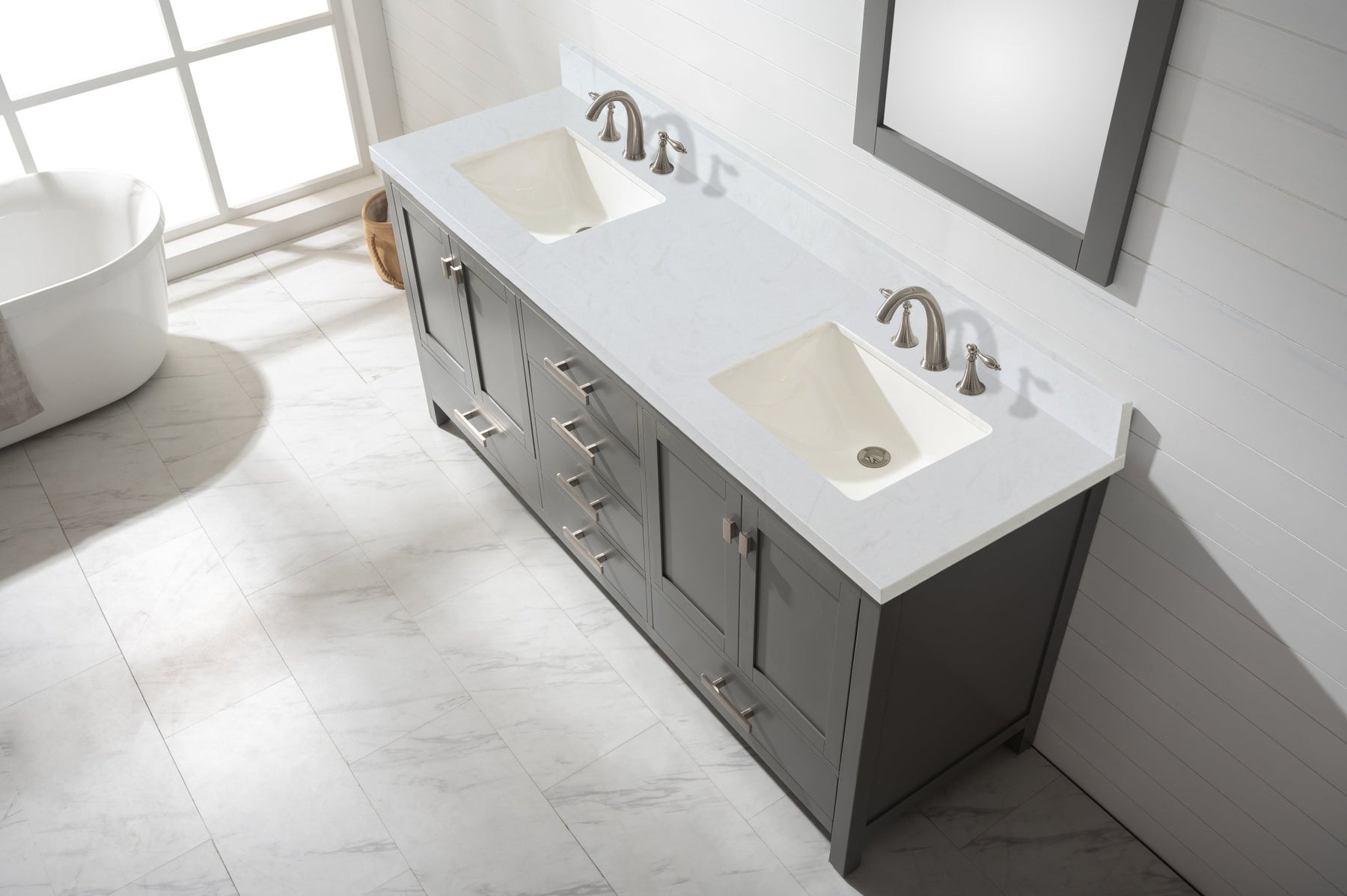 Design Element Valentino 72" Single Sink Vanity with White Quartz Top