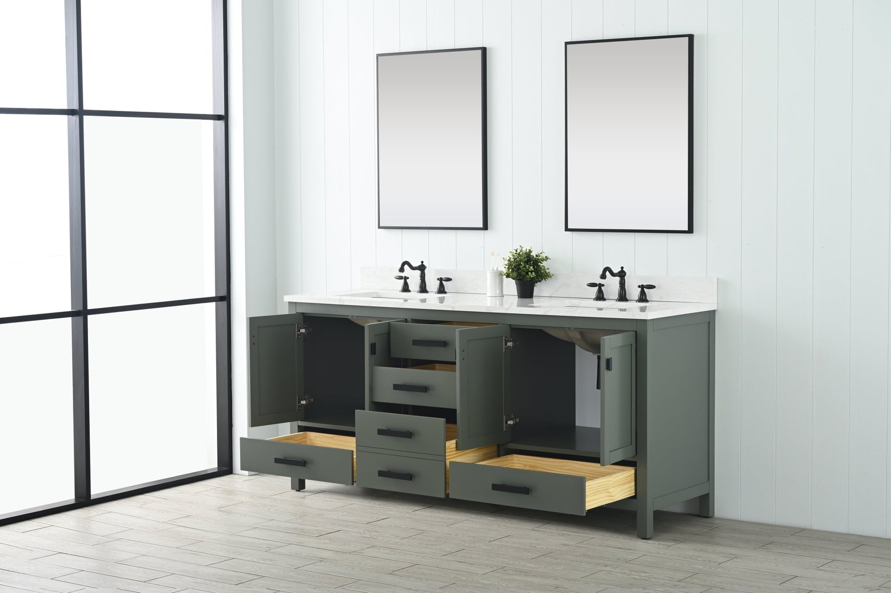 Design Element Valentino 72" Single Sink Vanity with White Quartz Top