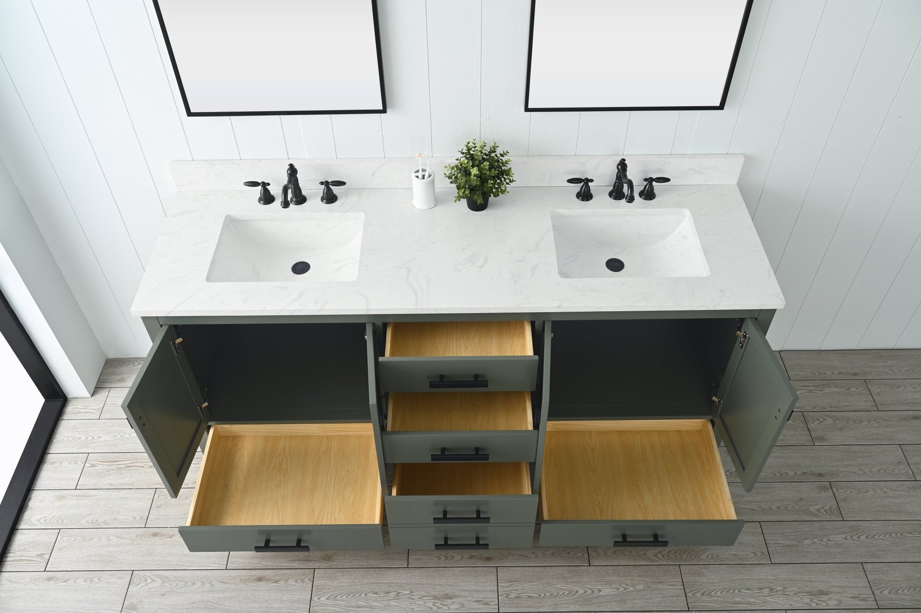 Design Element Valentino 72" Single Sink Vanity with White Quartz Top