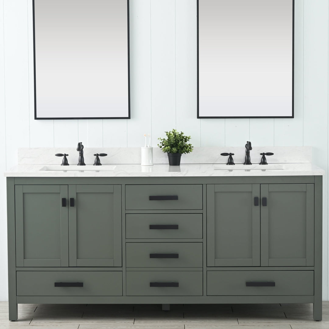 Design Element Valentino 72" Single Sink Vanity with White Quartz Top
