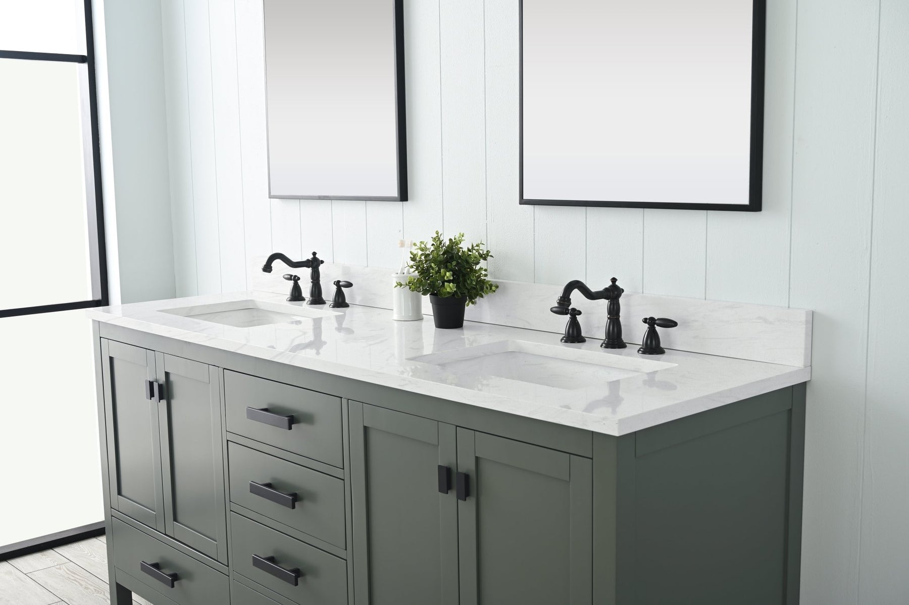 Design Element Valentino 72" Single Sink Vanity with White Quartz Top