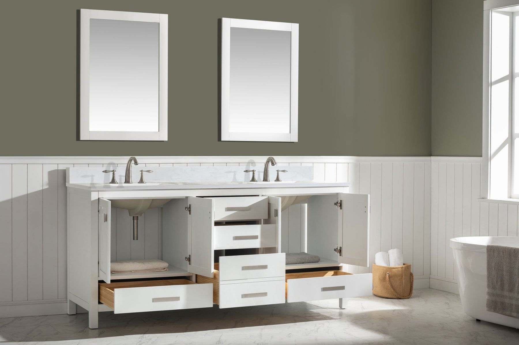 Design Element Valentino 72" Single Sink Vanity with White Quartz Top