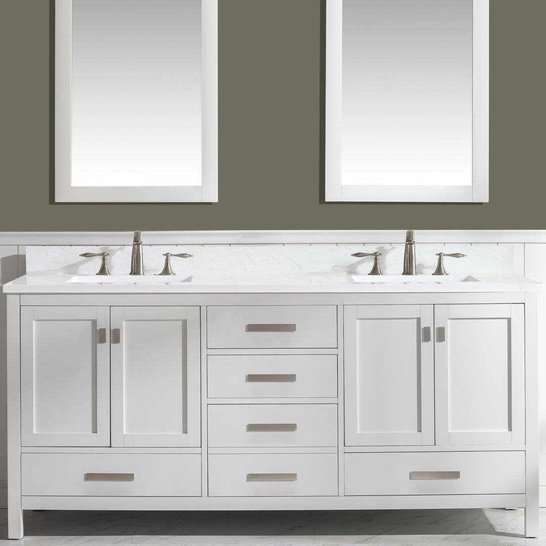 Design Element Valentino 72" Single Sink Vanity with White Quartz Top