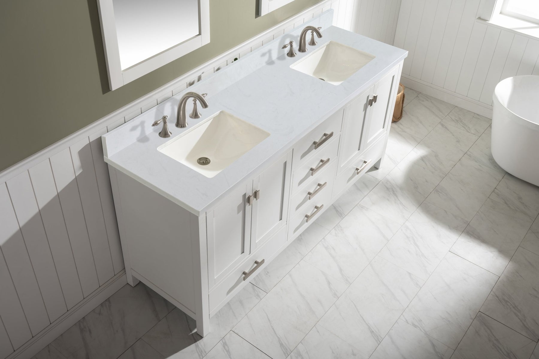 Design Element Valentino 72" Single Sink Vanity with White Quartz Top