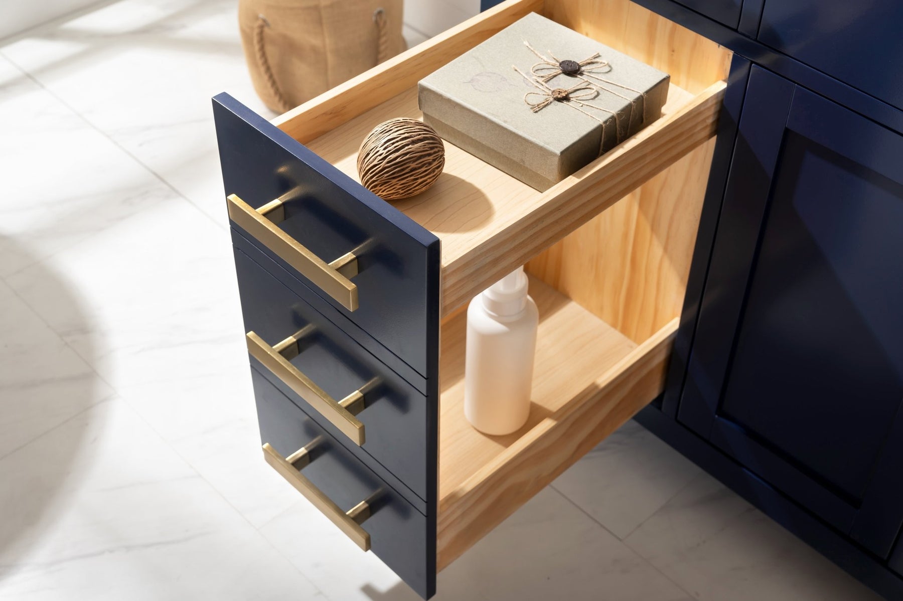 Design Element Valentino 84" Double Sink Vanity with White Quartz Top