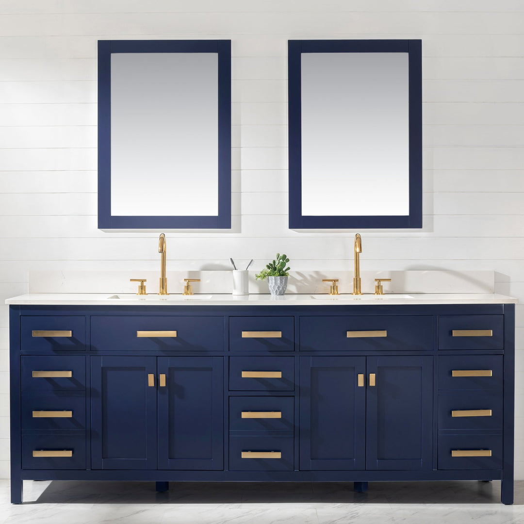 Design Element Valentino 84" Double Sink Vanity with White Quartz Top