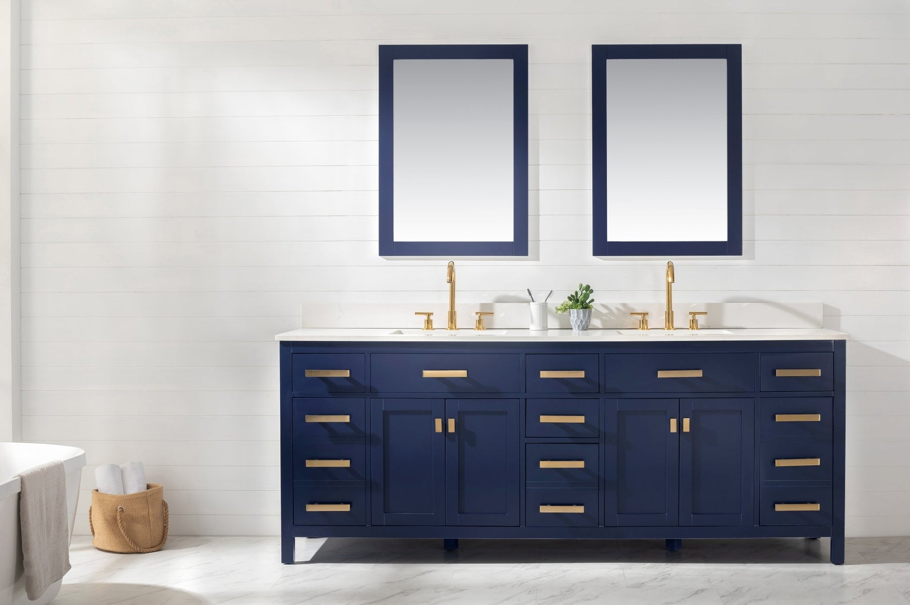 Design Element Valentino 84" Double Sink Vanity with White Quartz Top