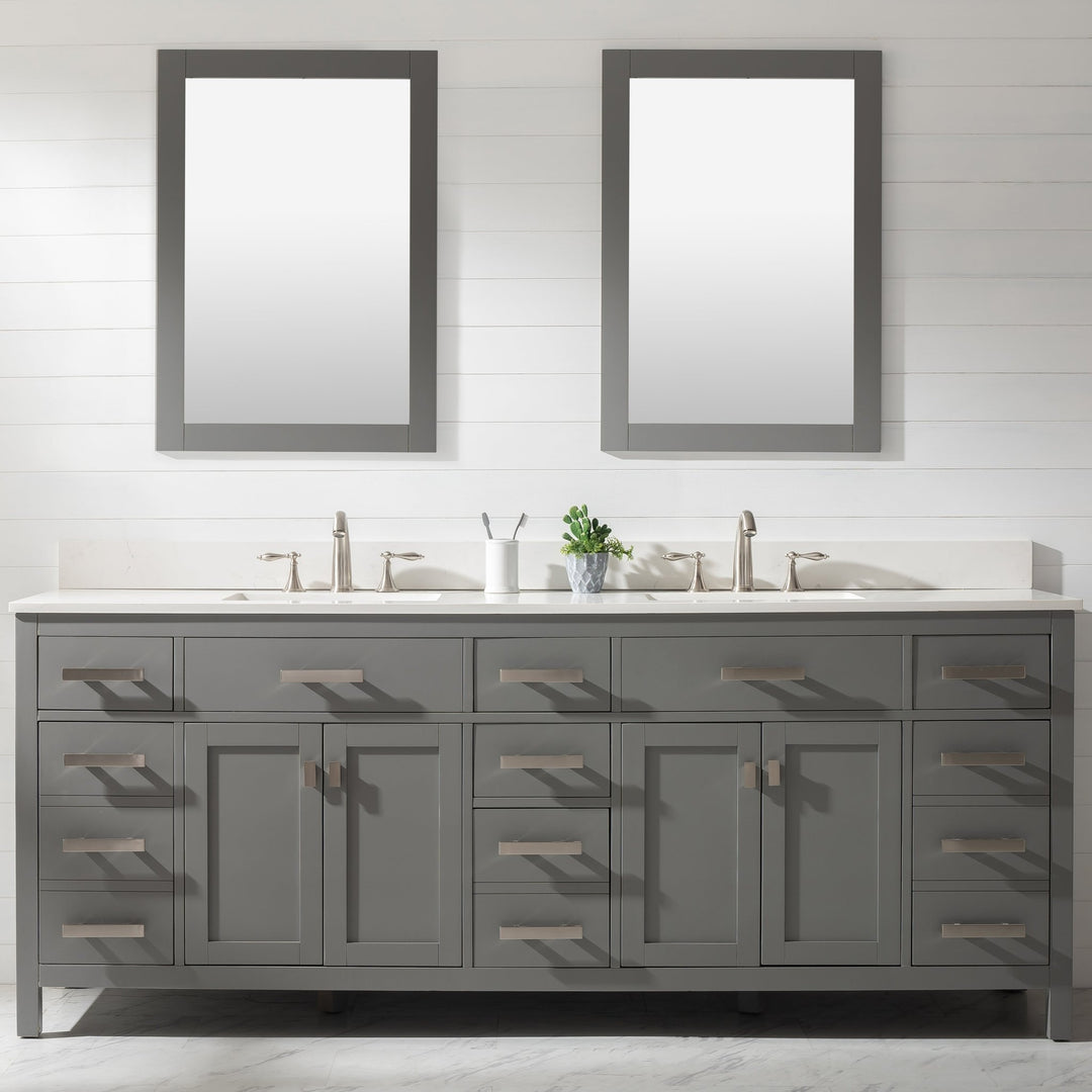 Design Element Valentino 84" Double Sink Vanity with White Quartz Top