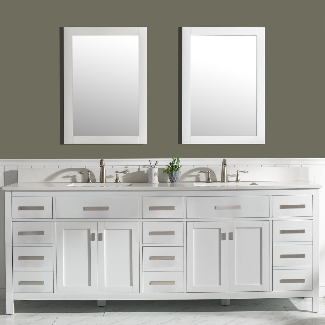 Design Element Valentino 84" Double Sink Vanity with White Quartz Top